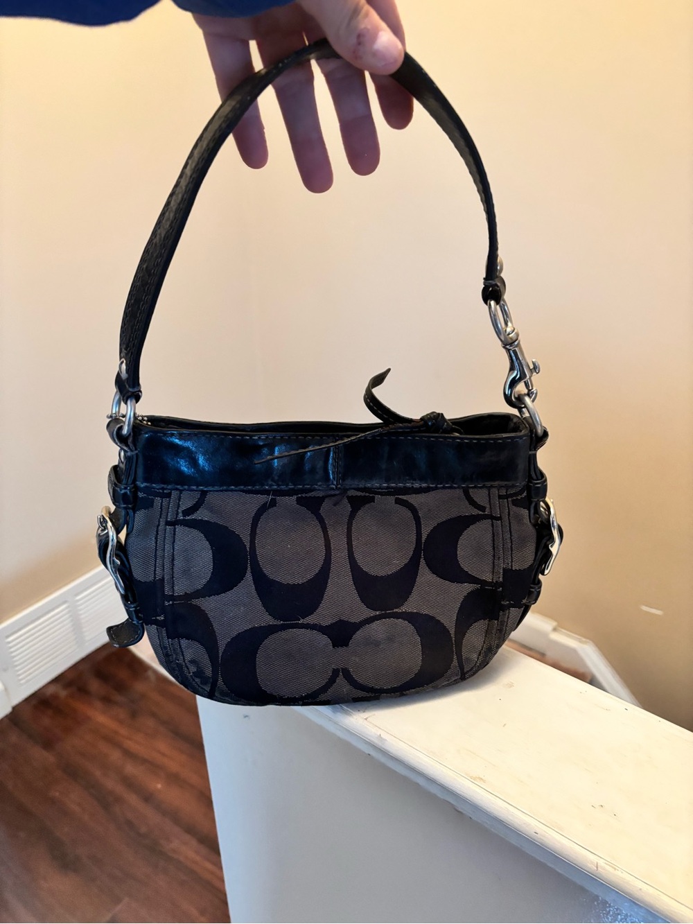 Coach Black Signature Jacquard Small Shoulder Bag